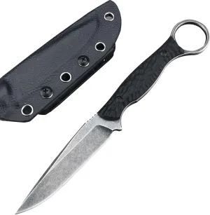 HUAAO Tactical Fixed Blade Knife with Kydex Sheath, G10 Handle and Finger Loop, EDC Tool Utility Knife for Outdoor, Survival, Hiking, Camping