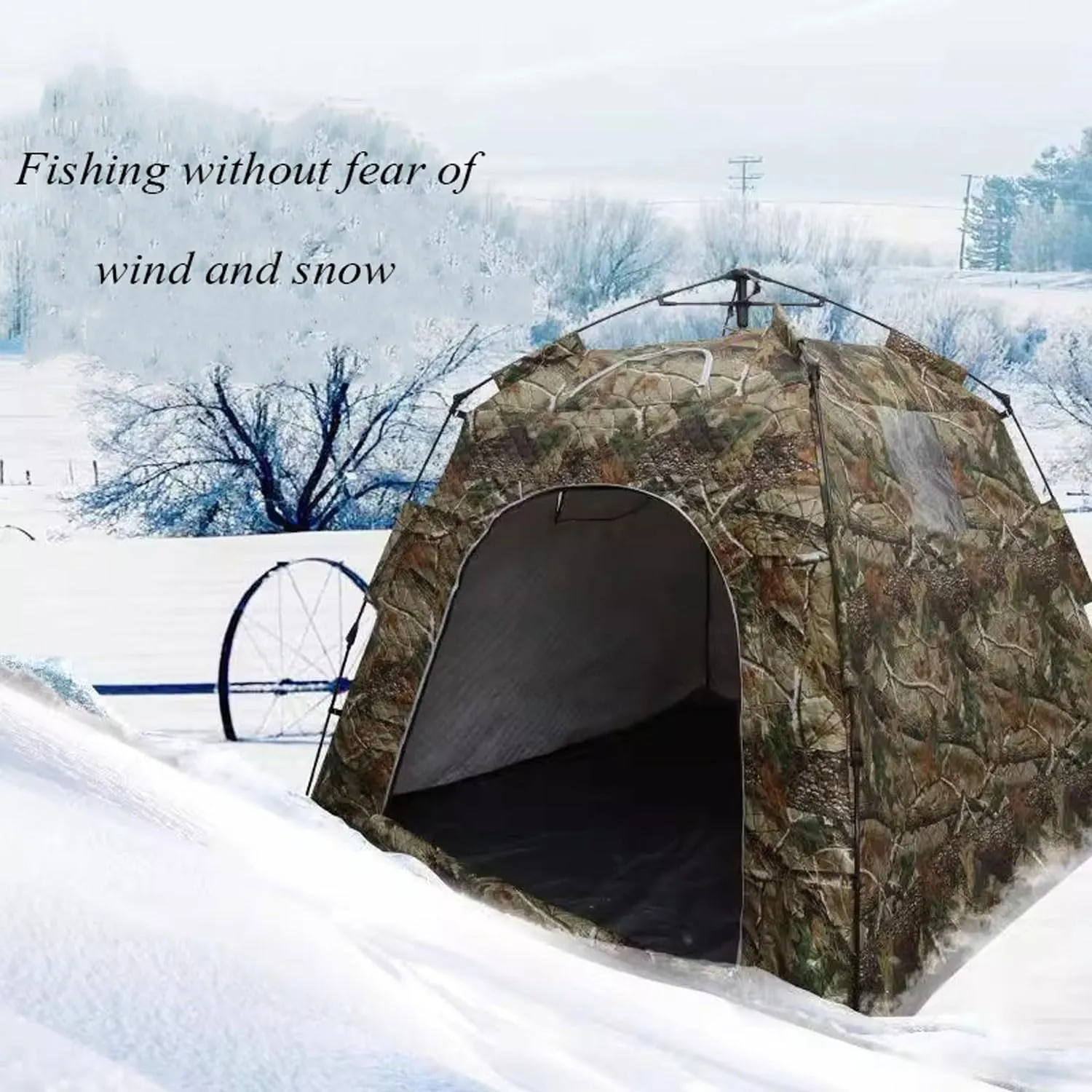 ice Fishing Tent ice Fishing shelter Insulated Winter Ice Fishing Warm Cotton Tent for 2-3 People to Open Quickly Without Setting Up(Color:2)