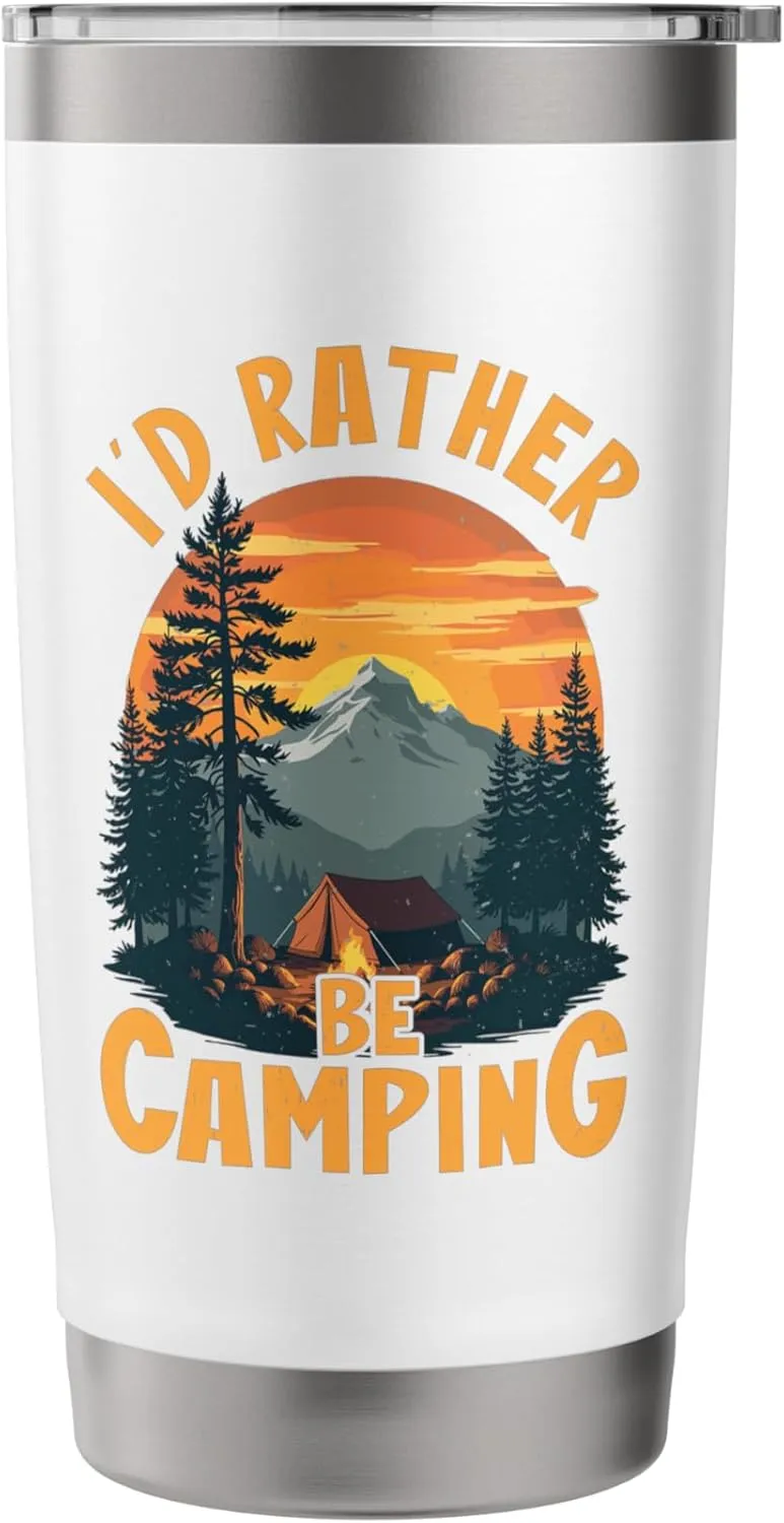 I'd Rather Be Camping Mountain Sunset Stainless Steel Insulated Tumbler