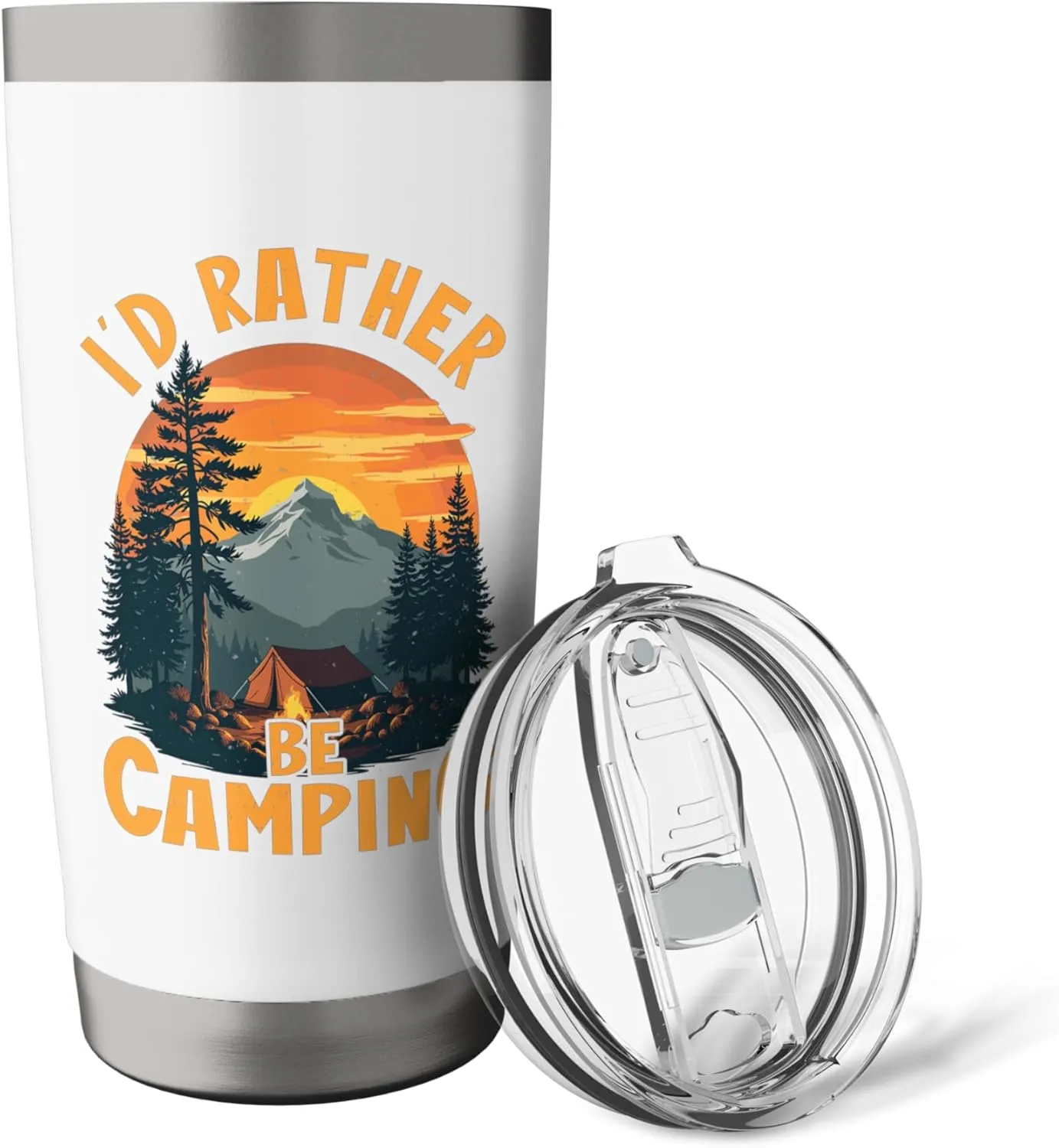 I'd Rather Be Camping Mountain Sunset Stainless Steel Insulated Tumbler