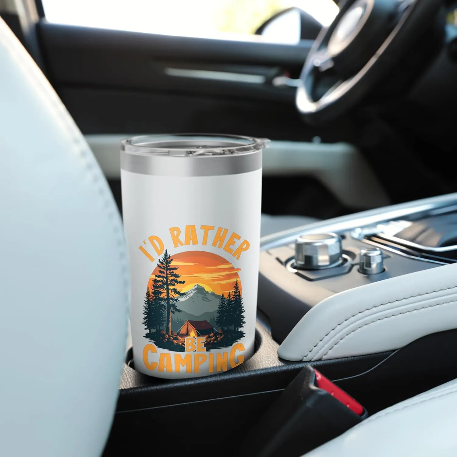 I'd Rather Be Camping Mountain Sunset Stainless Steel Insulated Tumbler