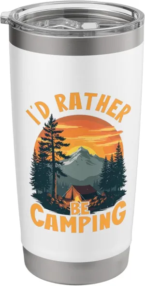 I'd Rather Be Camping Mountain Sunset Stainless Steel Insulated Tumbler