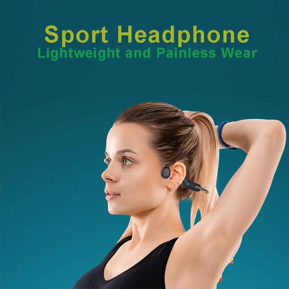 IHAO Swimming Headphones True Bone Conduction Open Ear Headset MP3 Player Built-in 32G Memory IP68 Underwater Waterproof Stereo Bluetooth Earphone for Driving Bicycling Running Skiing-X6 Black