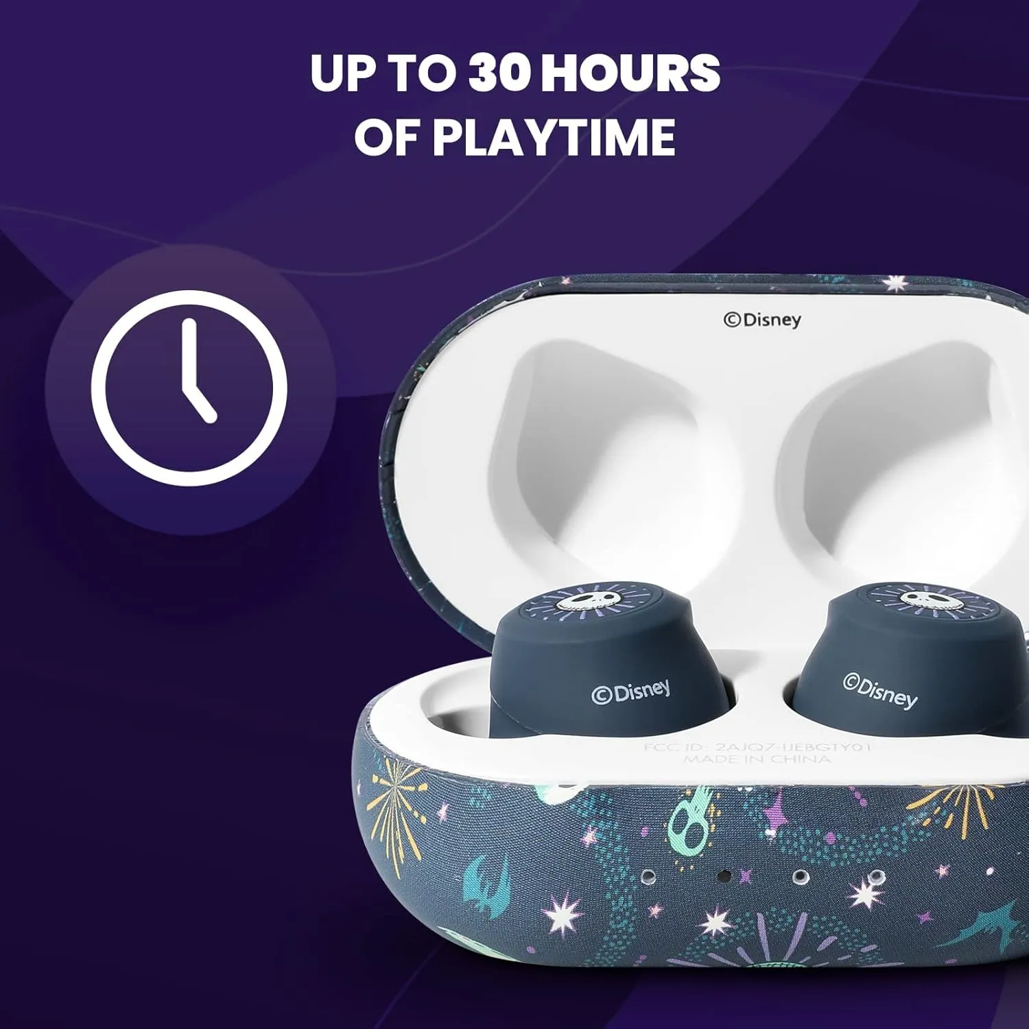 iJoy Disney Nightmare Before Christmas TWS Earbuds Wireless Bluetooth 5.0 Compatible in-Ear Headset with Built-in Mic & Portable Recharging Case - IPX8 Waterproof & Sweatproof,Long Battery Life