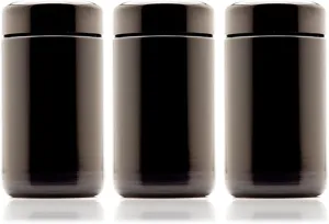 Infinity Jars Tall Screw Top Black Glass Jar 150 Ml (5.07 fl oz) Ultraviolet Airtight Smell Proof Refillable Container for Long Term Storage Coffee Tea Dried Goods Kitchen Pack 3
