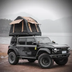 Inflatable Amphibious Car Roof Tent for 2-3 People, Quick Setup, Khaki & Black