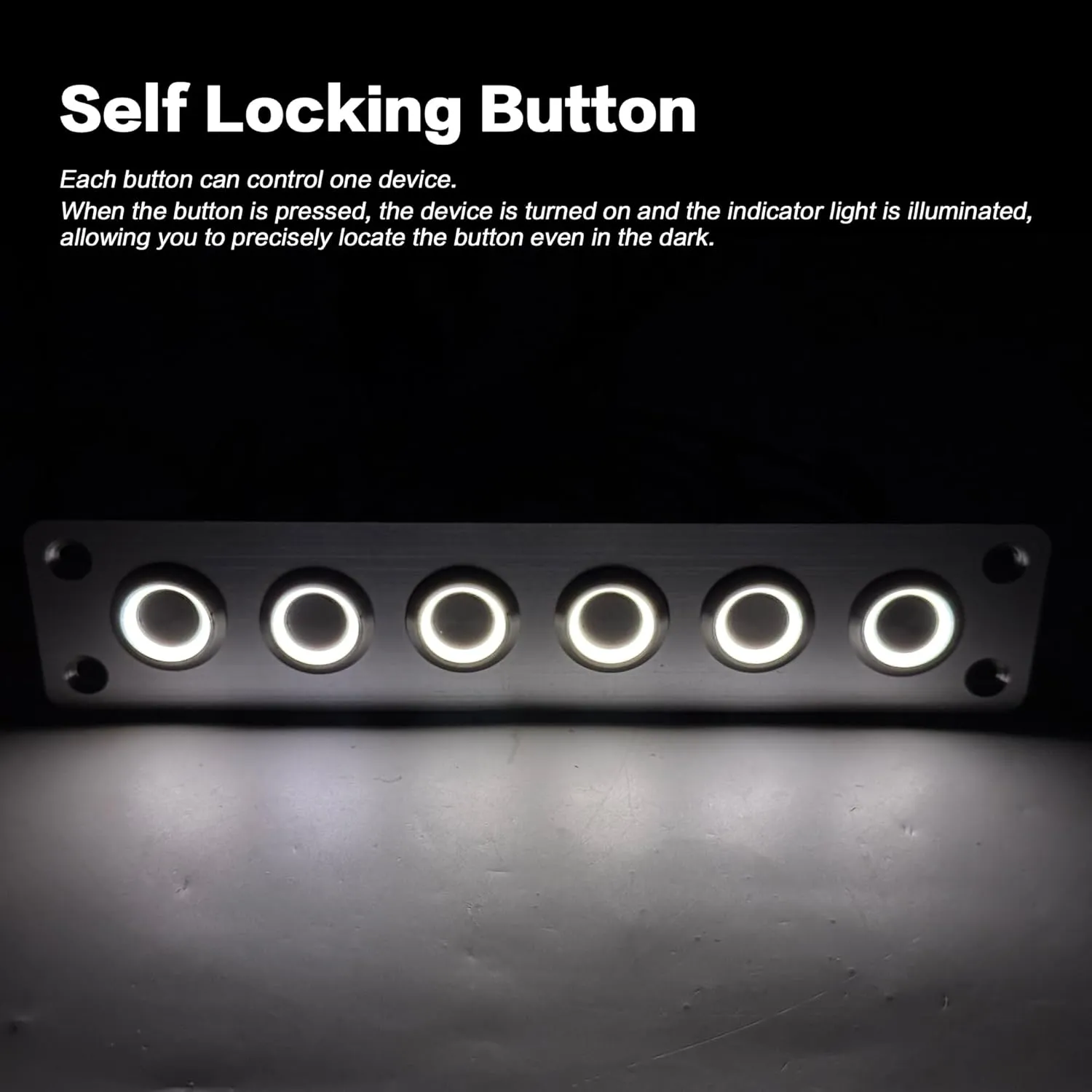IZTOSS 6 Gang Aluminum Marine Rocker Switch Panel - Pre-Wired with White LED Indicator, 12-24 V Multi-Function Rocker Switch - Ideal for Marine motorhomes, Yachts