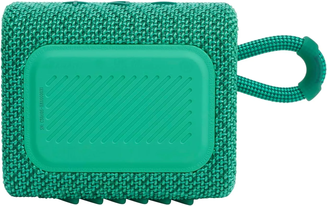 JBL Go 3 Eco - Portable Mini Bluetooth Speaker, big audio and punchy bass, IP67 waterproof and dustproof, 5 hours of playtime, Made in part with recycled materials (Eco Green)