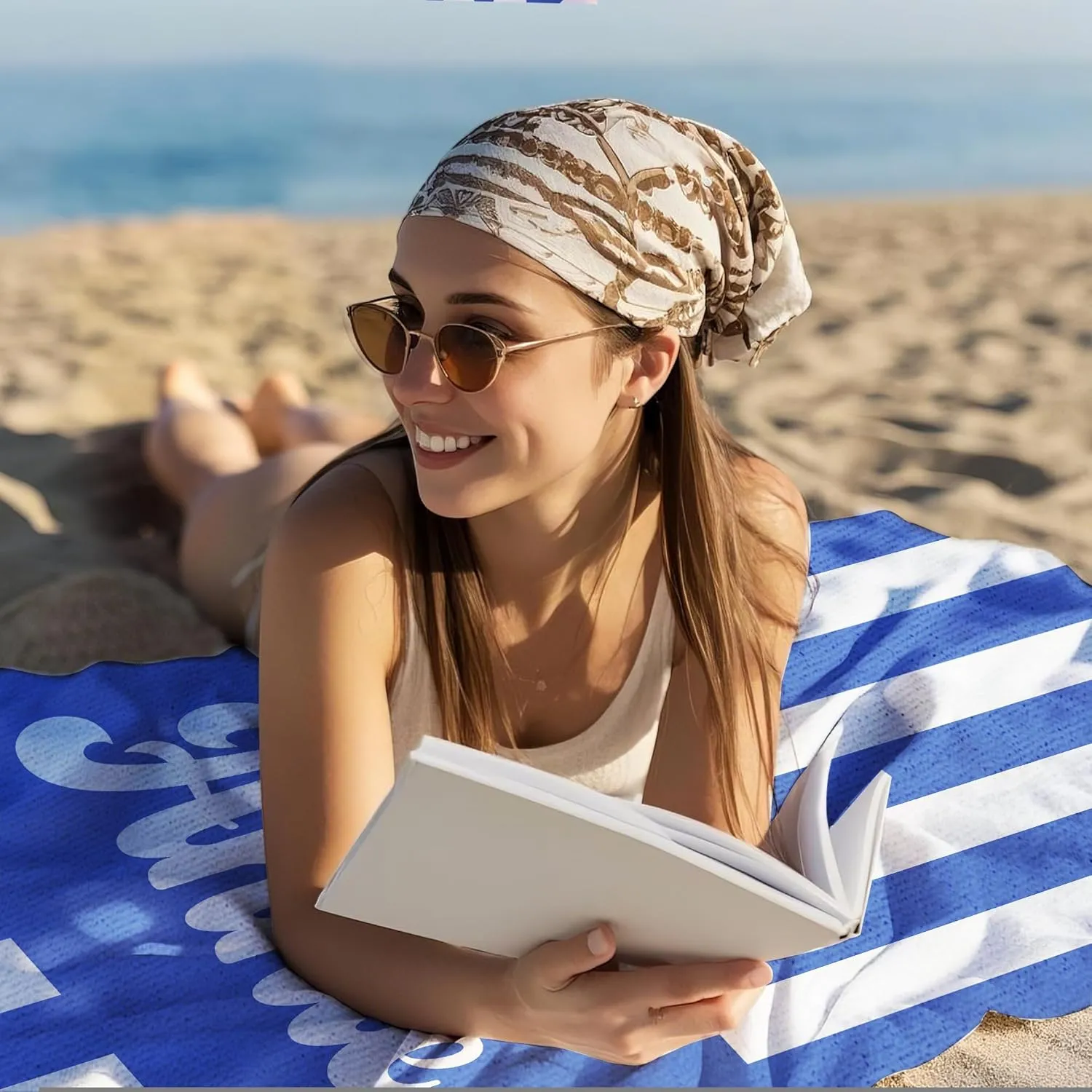 JML Personalized Beach Towel with Name, Custom Cabana Stripe Beach Towel, Customized Microfiber Pool Towel, Quick Dry & Absorbent Swim Towel for Adult,Mother's Day, Birthday, Summer Holiday,Vacation