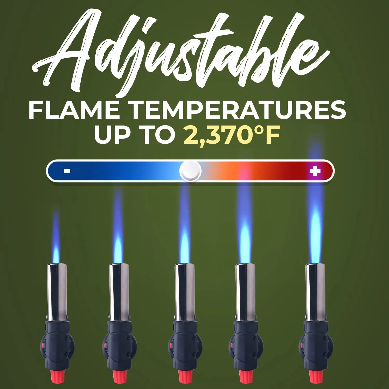Jo Chef Butane Torch Lighter, Cooking Torch - Refillable Adjustable Flame Lighter with Safety Lock for BBQ, Baking, Brulee Creme, DIY   FREE Recipe eBook