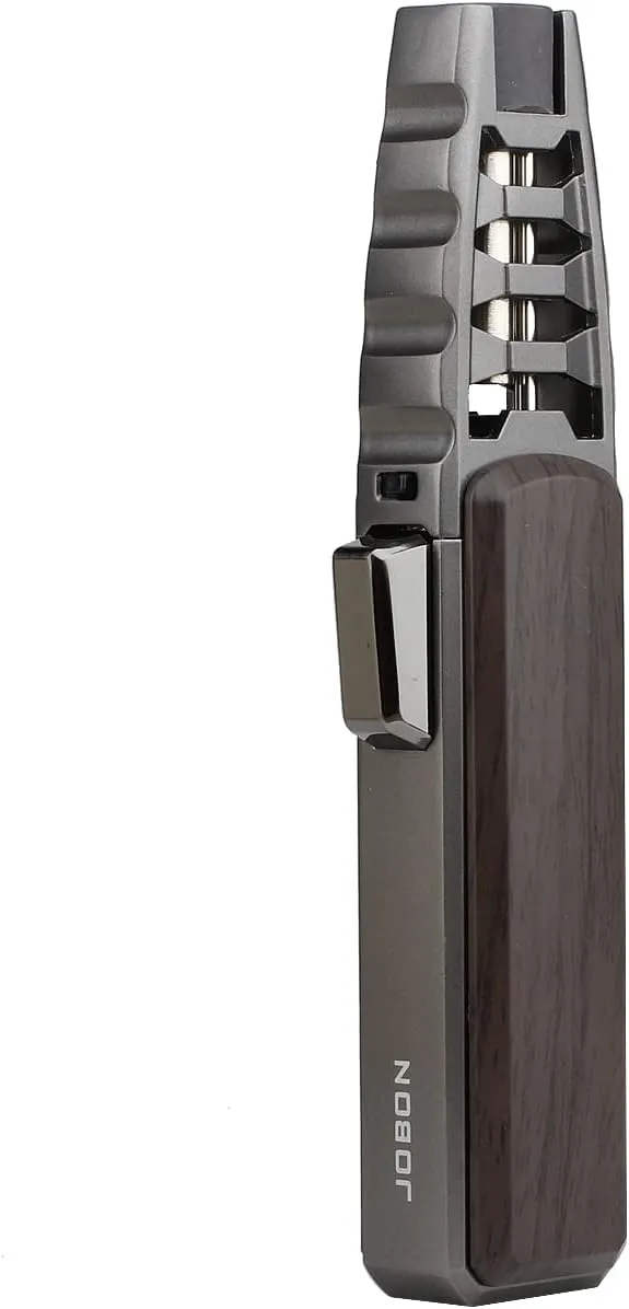 JOBON Butane Torch Lighter, Refillable Blow Jet Solar Flamethrower Best Torches, for Baking Cooking BBQ Kitchen Camping Creme Brûlée - No Gas Included (Old Gray Lacquer with Brown)