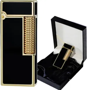 Kerosene Lighter Cigarette Lighters Comes with Presentation Box, Clamshell Gold Soft Flame (sideslip Gear) for Collection-Decorative-Gift(Color:Gold)
