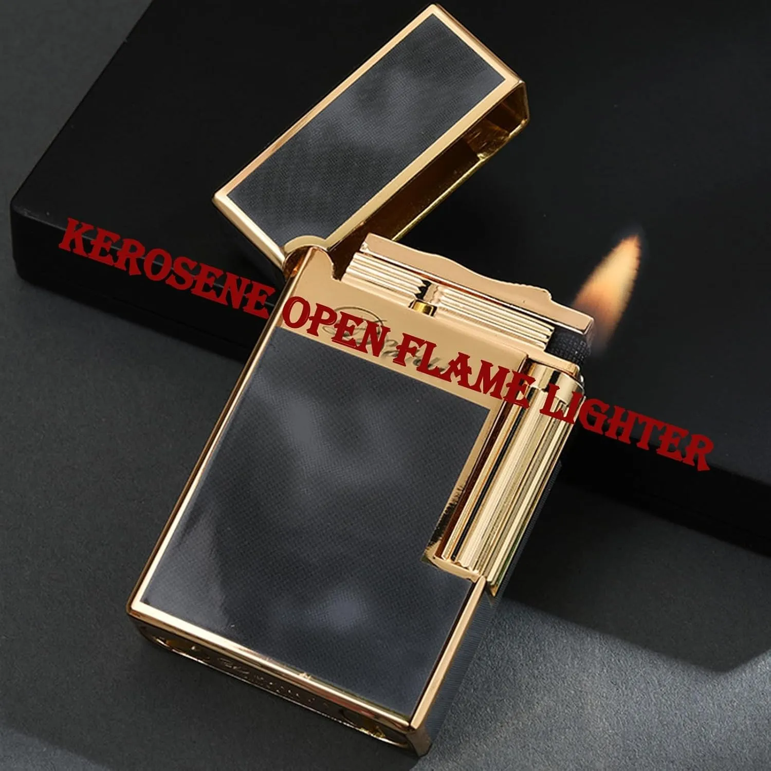 Kerosene Lighter with Flints and lighters Accessories，Classic Grinding Wheel Ignition Lighters，Tradition Soft Flame for Collection Gifts (Fuel Not Included)(B)