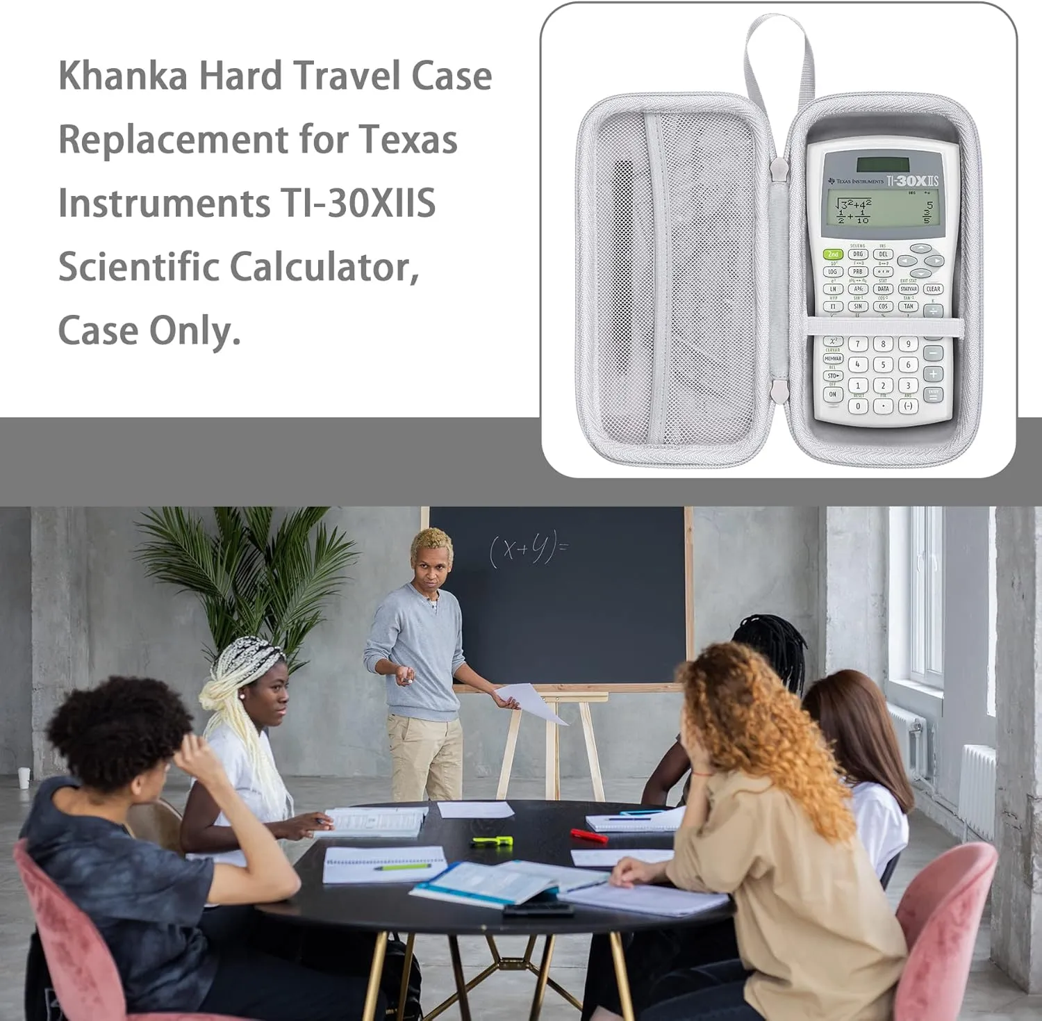 Khanka Hard Travel Case Replacement for Texas Instruments TI-30XIIS Scientific Calculator, Case Only (White)