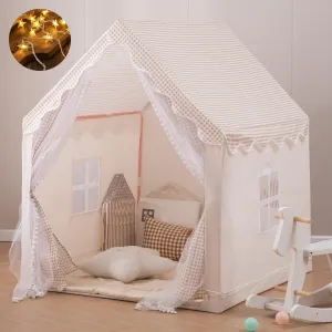 Kids Play Tent Children Tent with a String of Star Lights Boys Girls Indoor Princess Toy House Outdoor Picnic Small House Children Birthday Gift