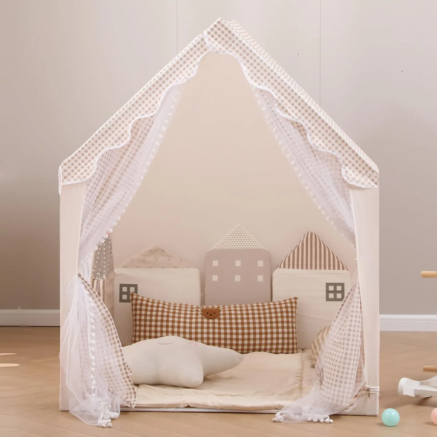 Kids Play Tent Children Tent with a String of Star Lights Boys Girls Indoor Princess Toy House Outdoor Picnic Small House Children Birthday Gift