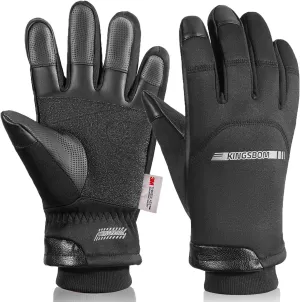 KINGSBOM -40℉ Winter Waterproof Thermal Gloves - 3M Thinsulate Windproof Touch Screen Warm Gloves - for Driving,Cycling,Riding,Running,Outdoor Sports - for Women and Men - Black