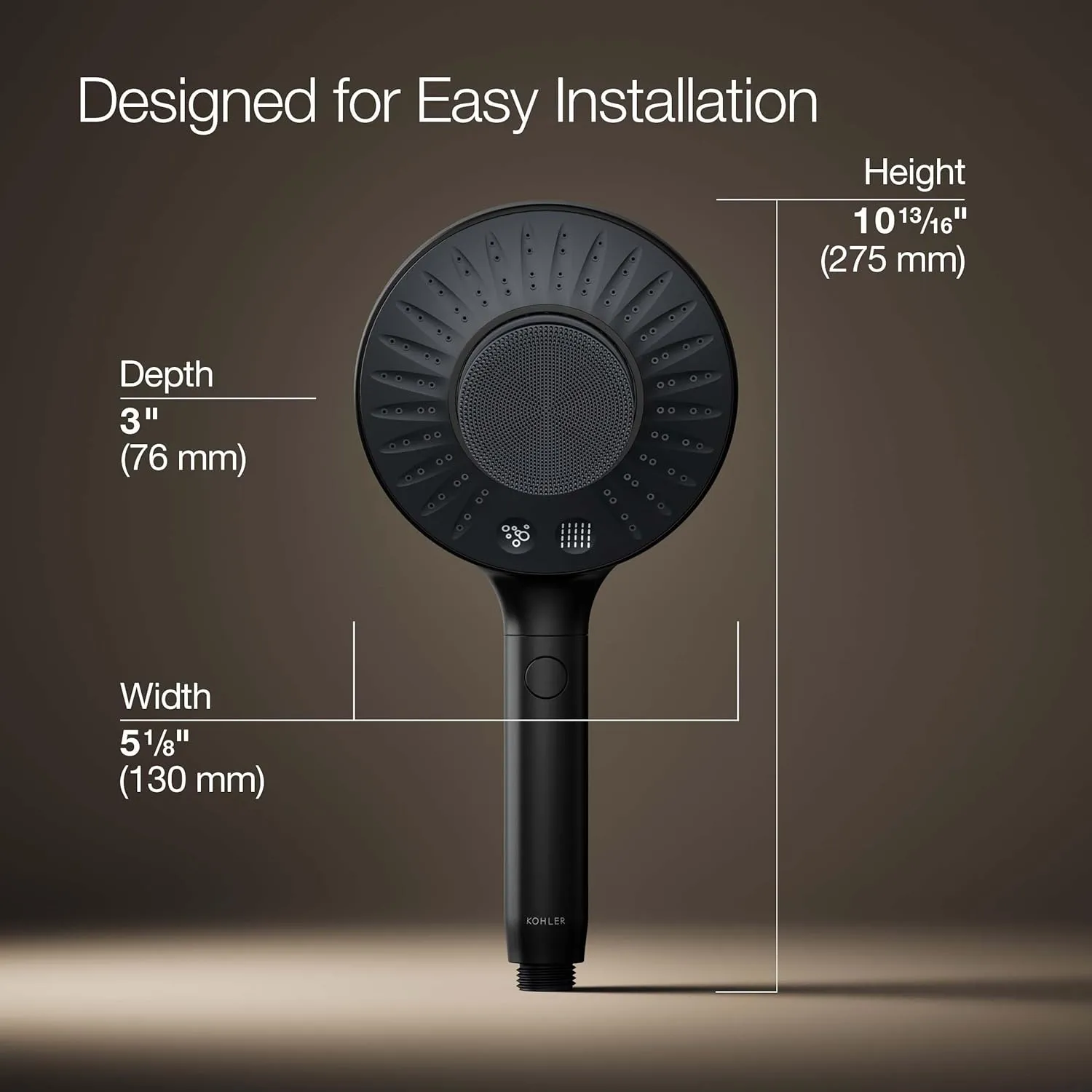 KOHLER K-28682-G-BL SpaViva Two-Function Handheld Showerhead, Includes Cleansing Device with Four Attachments, Face & Body Brush, Body Scrubber, Body Massager, 1.75 GPM, Matte Black