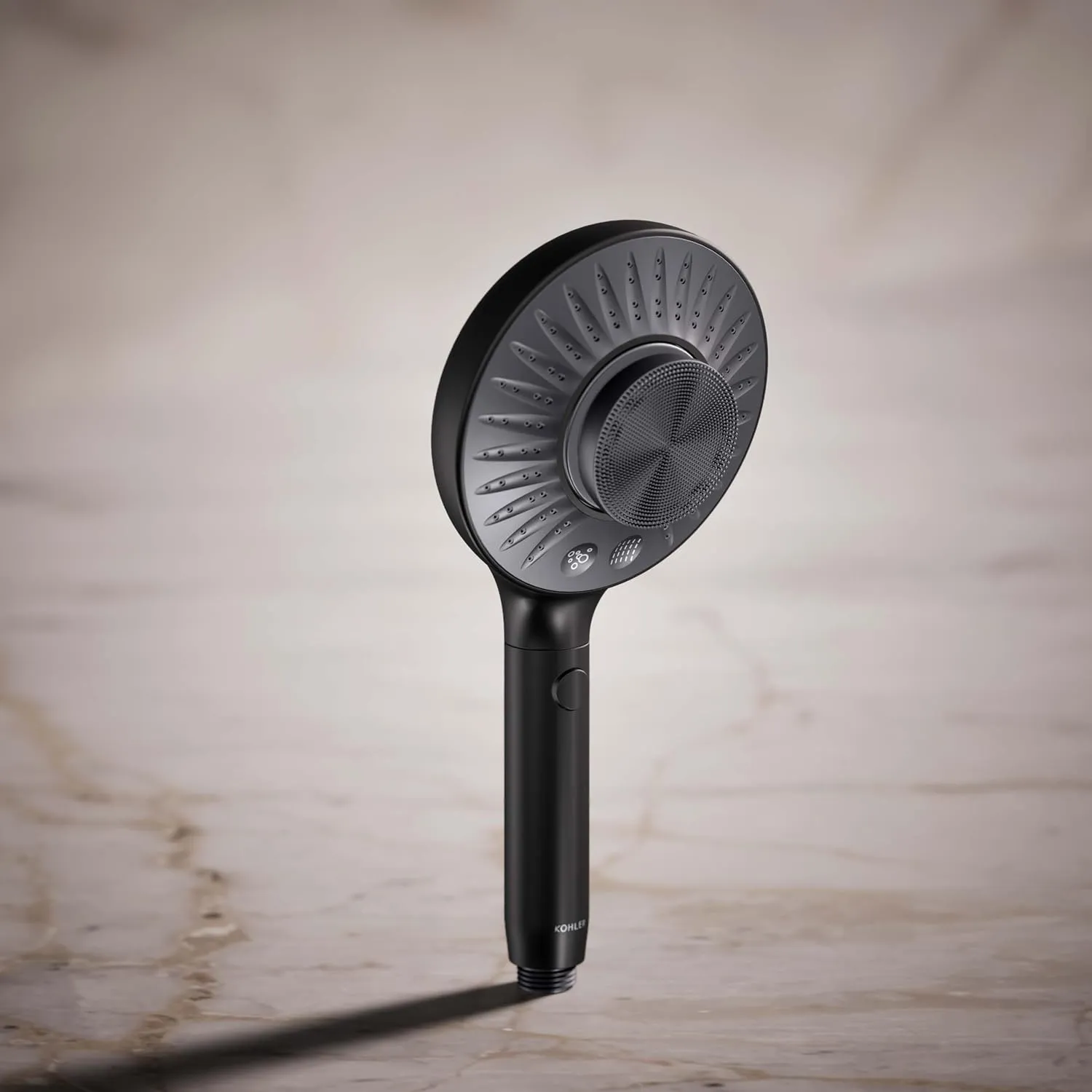 KOHLER K-28682-G-BL SpaViva Two-Function Handheld Showerhead, Includes Cleansing Device with Four Attachments, Face & Body Brush, Body Scrubber, Body Massager, 1.75 GPM, Matte Black