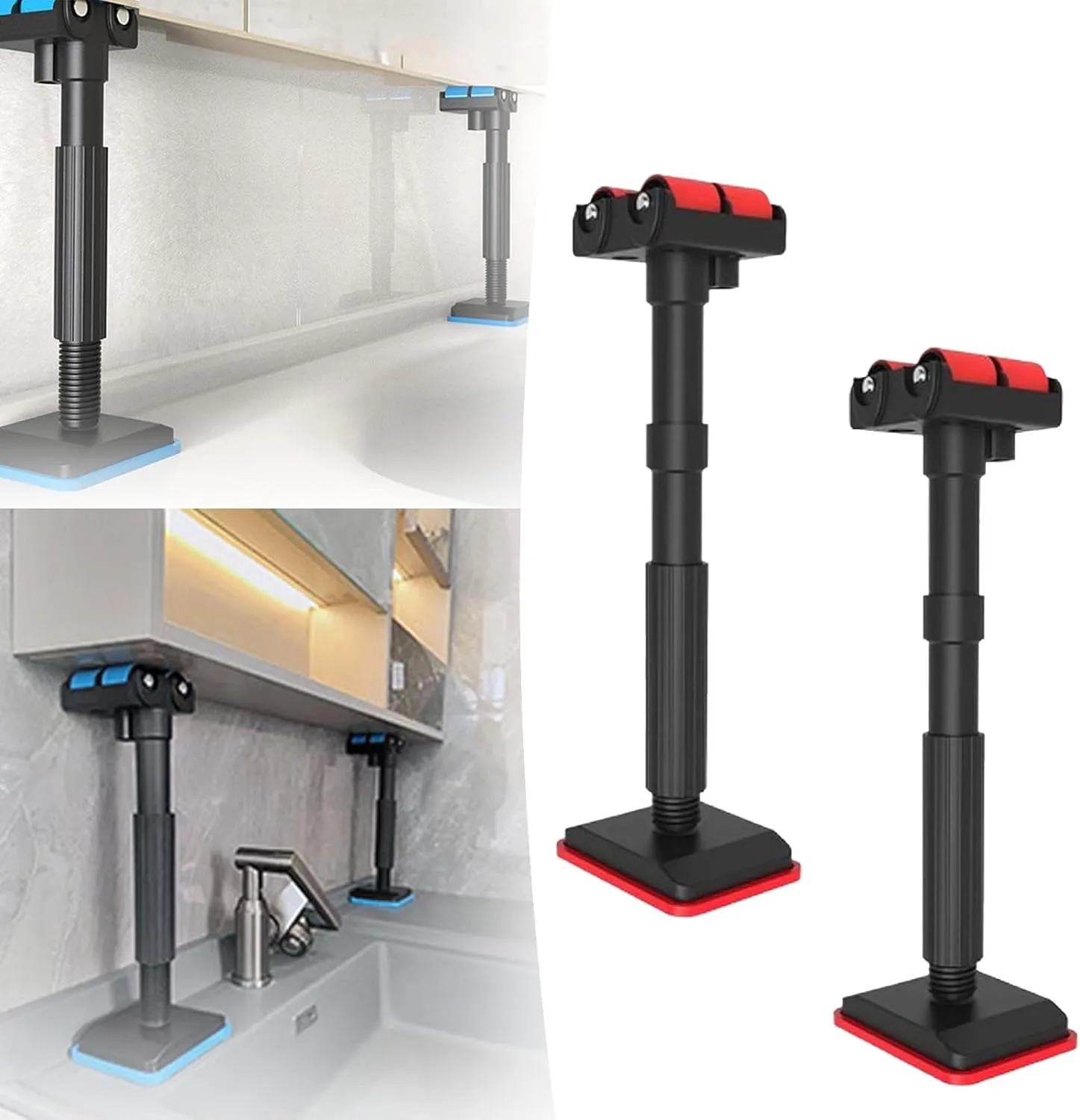 Labor Saving Lifting Brackets, 2025 New Multi-Function Height Adjustment Lifting Device, for Installing Cabinets And Wall Tile Height Adjuster Handheld Tool, Labor Saving, Load 440 Lb (Red*2)
