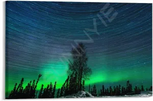 Landscape Aurora1 in Alaska Scenic Spots Poster (1) Canvas for Bedroom Living Room Decor 36x24inch(90x60cm) Frame-style