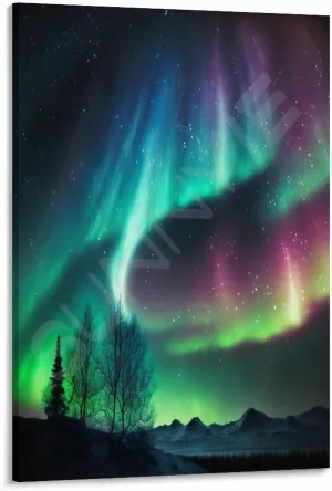 Landscape Aurora1 in Alaska Scenic Spots Poster (5) Canvas for Bedroom Living Room Decor 20x30inch(50x75cm) Frame-style