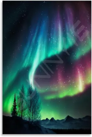 Landscape Aurora1 in Alaska Scenic Spots Poster (5) Canvas Painting for Living Room Bedroom Decor 16x24inch(40x60cm) Unframe-style