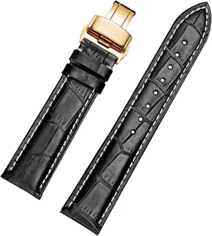 Leather Watch Bands with Deployment Buckle for Men's Wtach Band and Women's Watch Starp 18mm 19mm 20mm 21mm 22mm 23mm 24mm