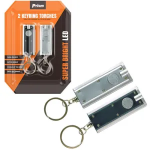 LED Keyring Torch 2 Pack - Portable Flashlight for Keychains, Assorted Colours