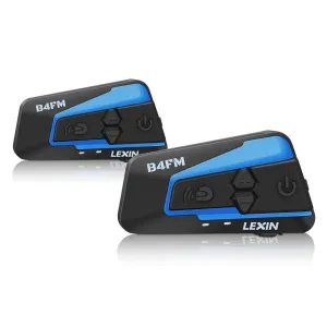 LEXIN 2pcs B4FM Motorcycle Bluetooth Intercom with FM Radio, Motorcycle Helmet Bluetooth Headset Communication With Noise Cancellation Up to 4 Riders, Off-road/Motorcycle Wireless Helmet Audio