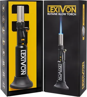 LEXIVON Butane Blow Torch, Refillable Upright Lighter with Adjustable Flame and Pro-Grade Aluminum Tank | Ideal for Soldering and Kitchen Tasks (LX-760)