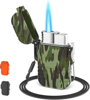 Lighter Butane Lighter Outdoor igniterLighter butane lighter outdoor lighter mini lighter windproof lighter flame lighter refillable lighter for Candle Camping Family Use (without Butane)£¨Green£©