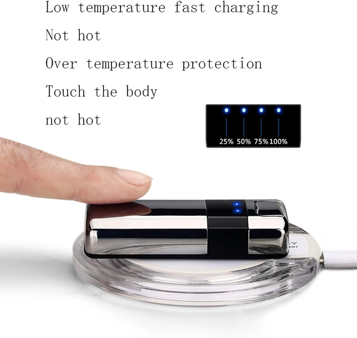 Lighter Rechargeable USB Plasma Arc Electric Upgrade Wireless Charging Windproof Lighters for Women Men Smoke Gift Festival (Color : Black)