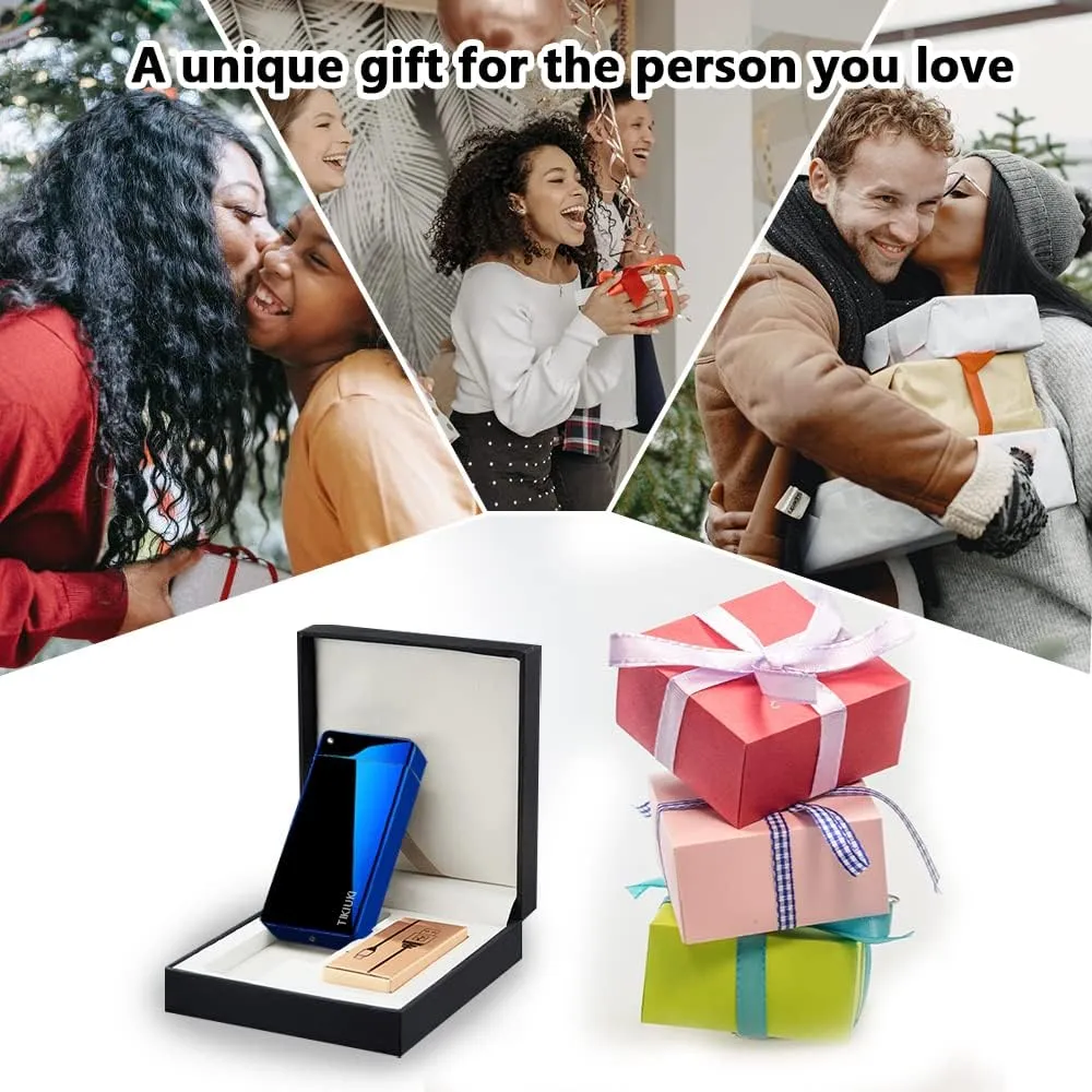 Lighters Electric Lighters Rechargeable Flameless Windproof Plasma Lighter Butane Free Lighters with High Capacity Battery,Lighters for Candle(Blue)