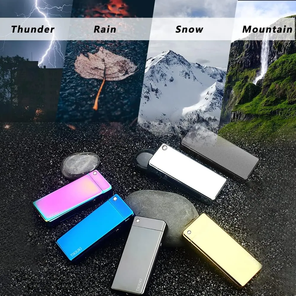 Lighters Electric Lighters Rechargeable Flameless Windproof Plasma Lighter Butane Free Lighters with High Capacity Battery,Lighters for Candle(Blue)