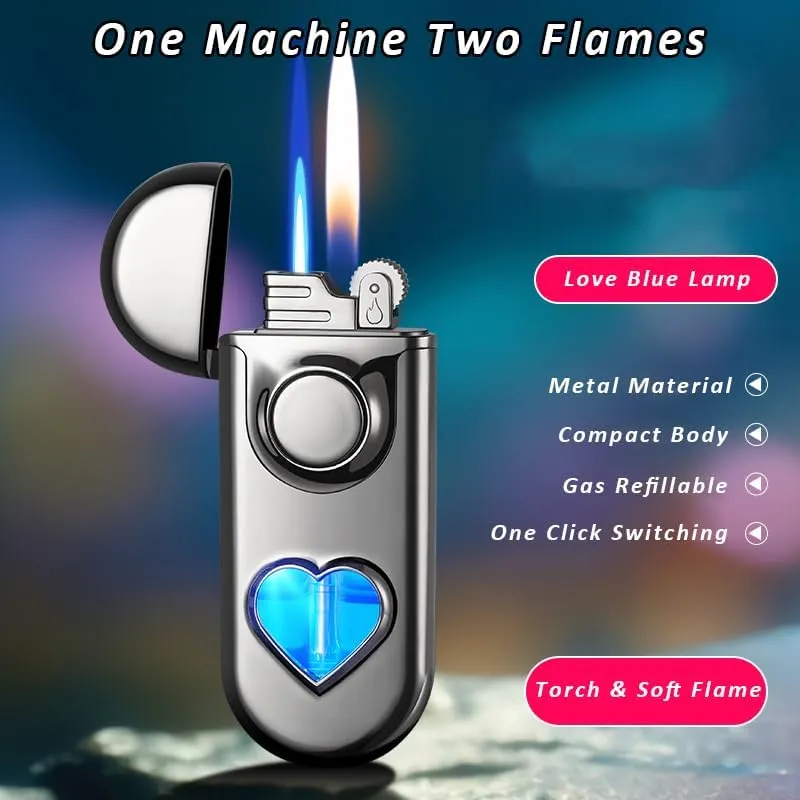 Lighters Jet Torch Cigar Lighter Butane Fuel Refillable Soft/Jet Flame Switchable Cigarette Lighter with Visible Gas Window Unique Gift for Tobacco Pipe & Cigar (Blue Pink Gradient)