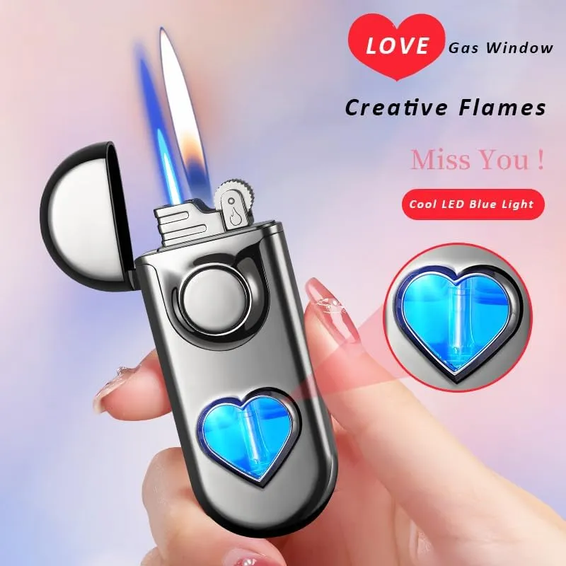 Lighters Jet Torch Cigar Lighter Butane Fuel Refillable Soft/Jet Flame Switchable Cigarette Lighter with Visible Gas Window Unique Gift for Tobacco Pipe & Cigar (Blue Pink Gradient)