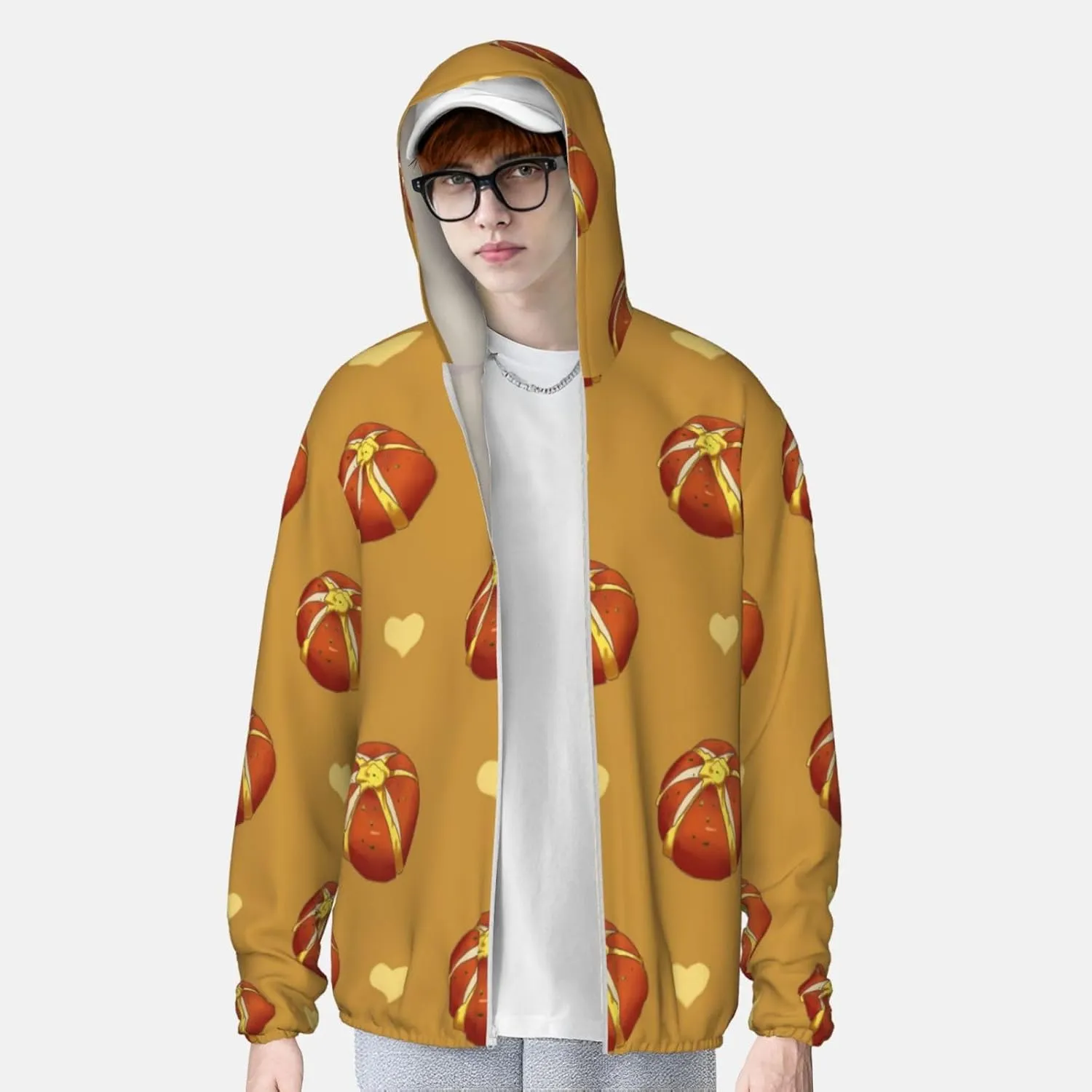 Lightweight UV Protection Sun Jacket, Buttered Bread Print Sportswear Hooded Sunblock Shirt for Outdoor