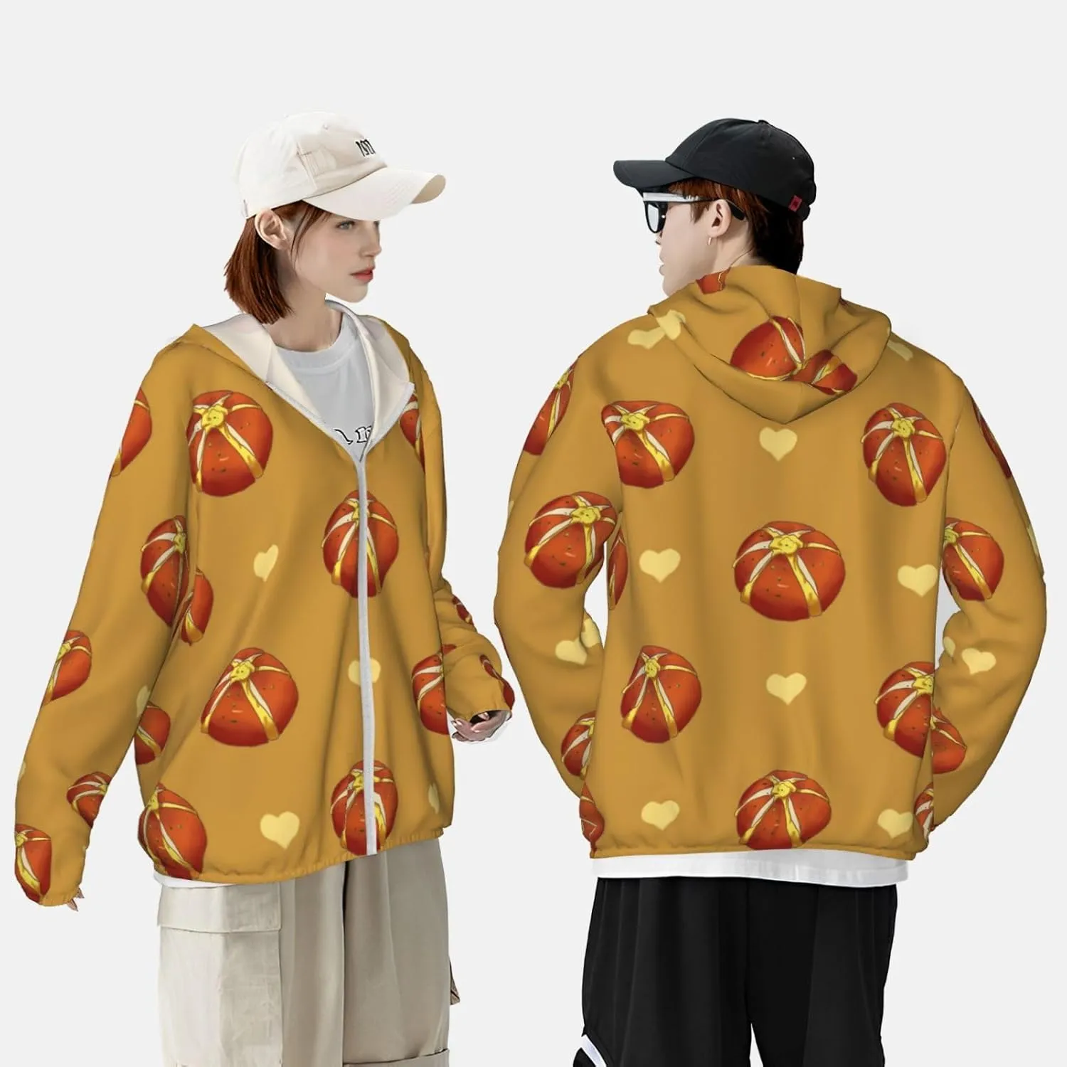 Lightweight UV Protection Sun Jacket, Buttered Bread Print Sportswear Hooded Sunblock Shirt for Outdoor