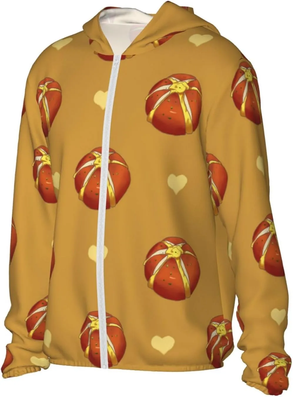 Lightweight UV Protection Sun Jacket, Buttered Bread Print Sportswear Hooded Sunblock Shirt for Outdoor