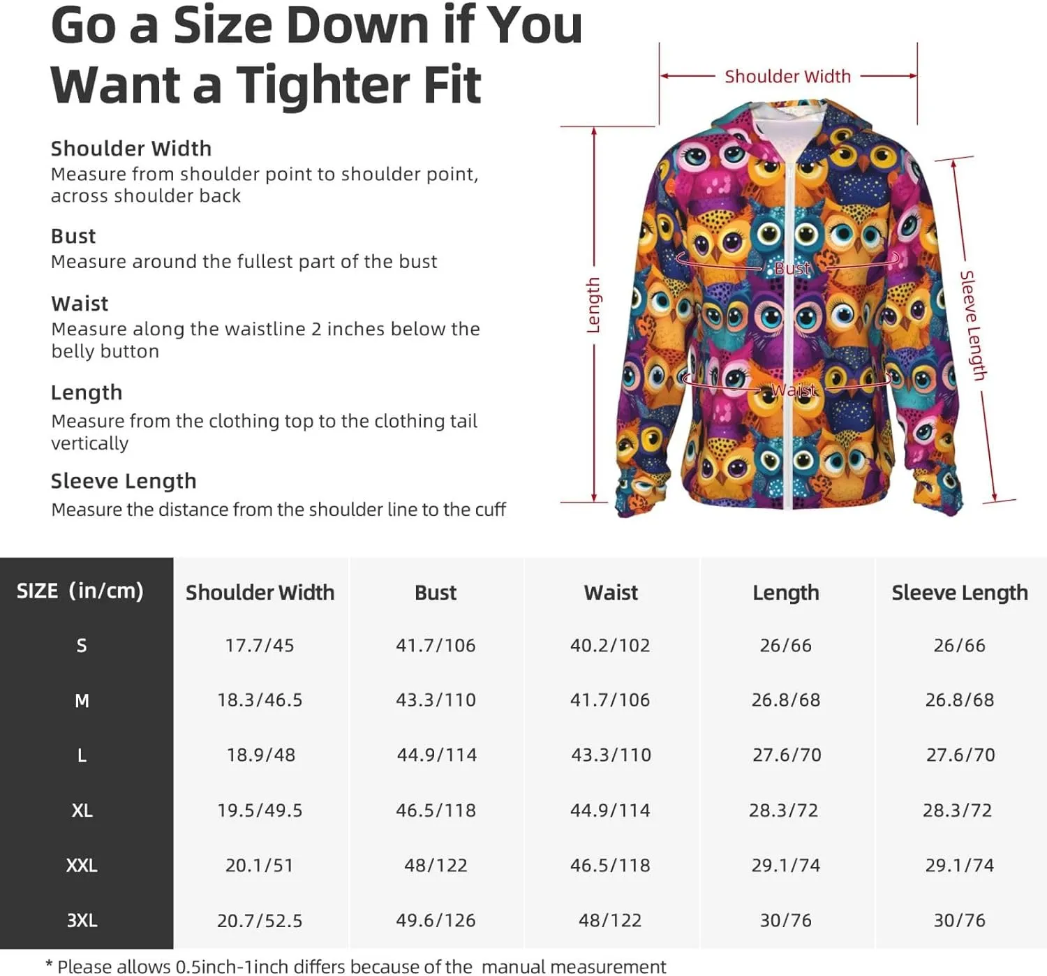 Lightweight UV Protection Sun Jacket, Cartoon Owl Faces Print Sportswear Hooded Sunblock Shirt for Outdoor
