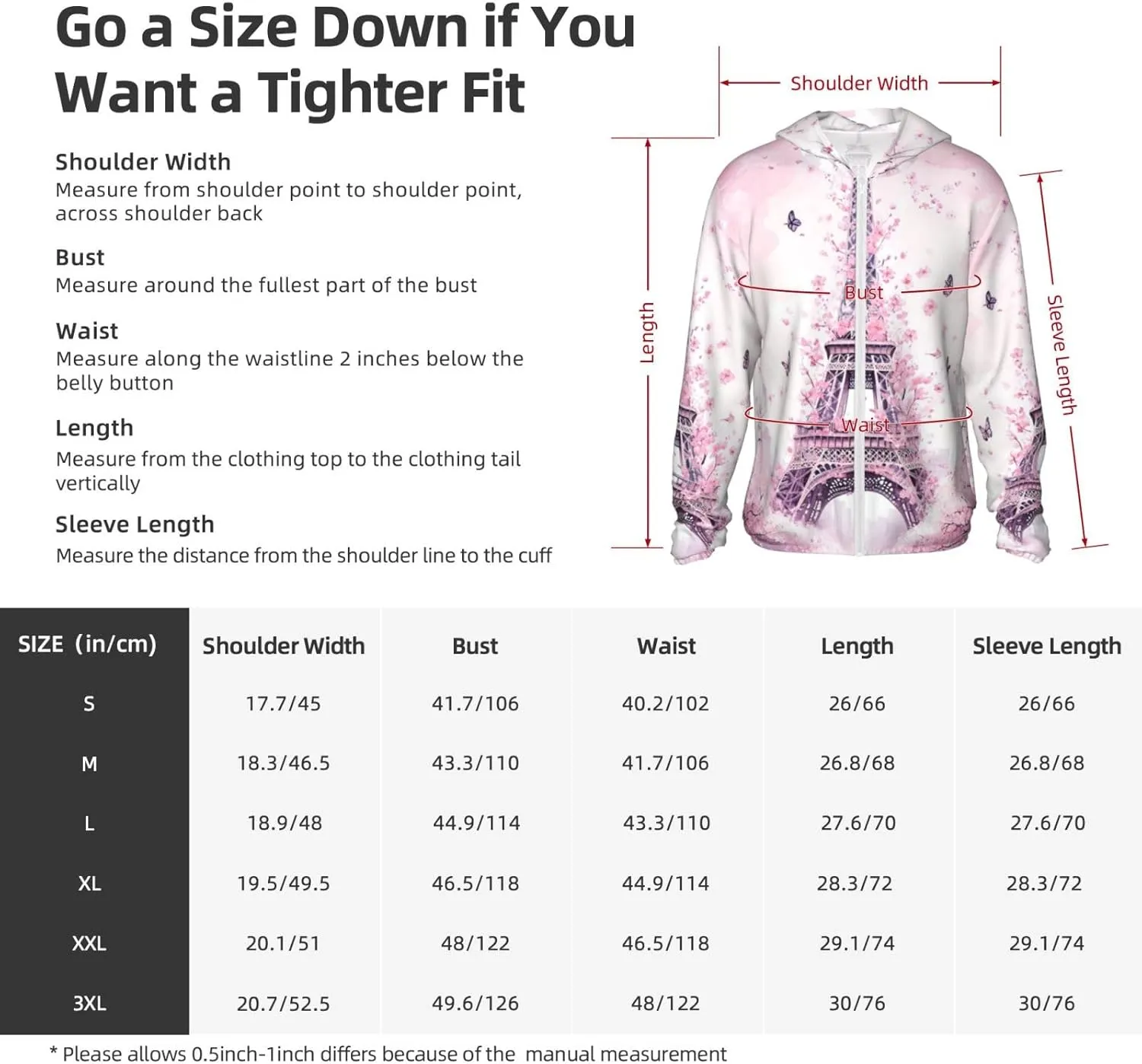 Lightweight UV Protection Sun Jacket, Cherry-surrounded tower Print Sportswear Hooded Sunblock Shirt for Outdoor