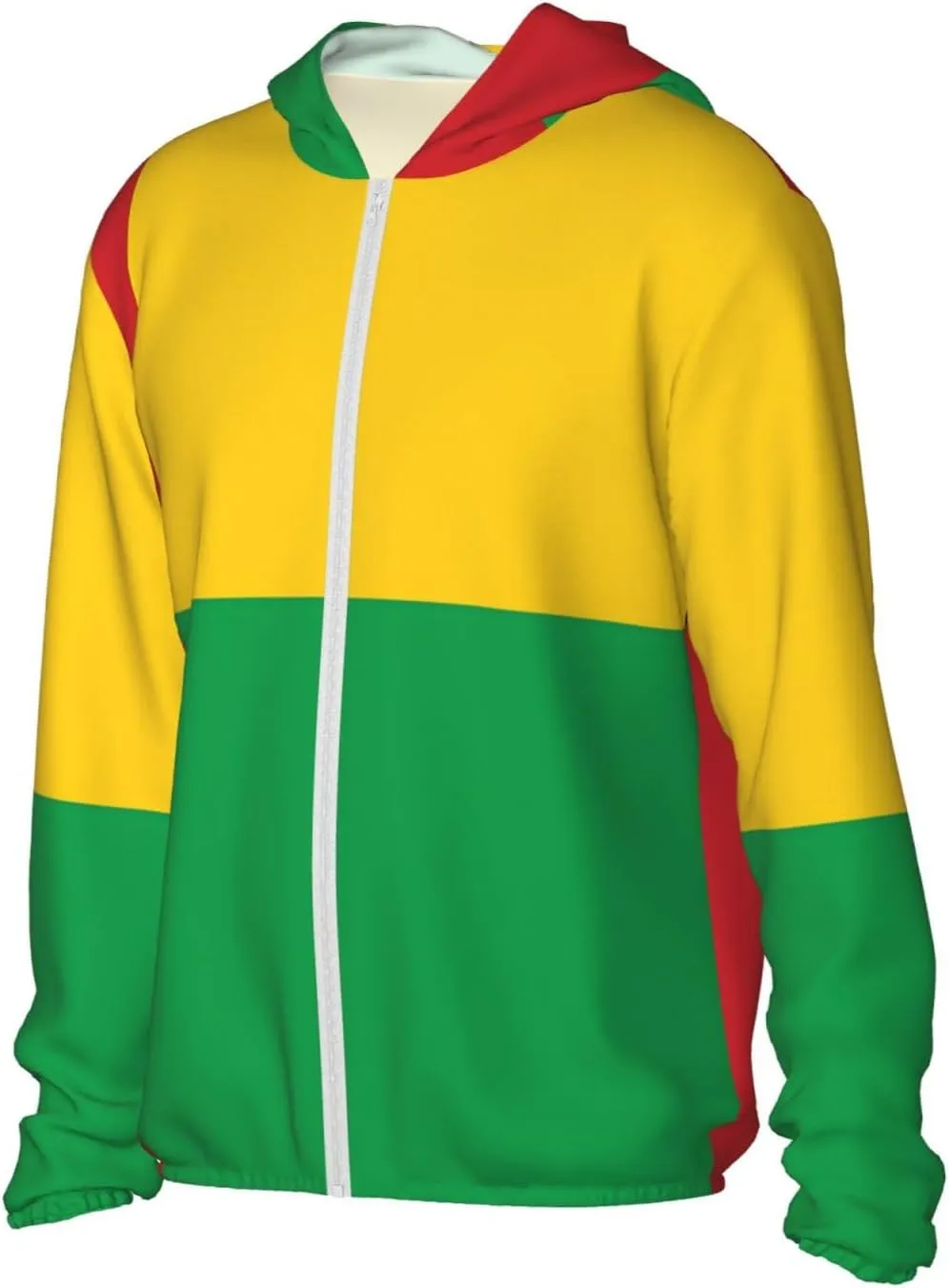 Lightweight UV Protection Sun Jacket, Flag of Guinea-Bissau Print Sportswear Hooded Sunblock Shirt for Outdoor