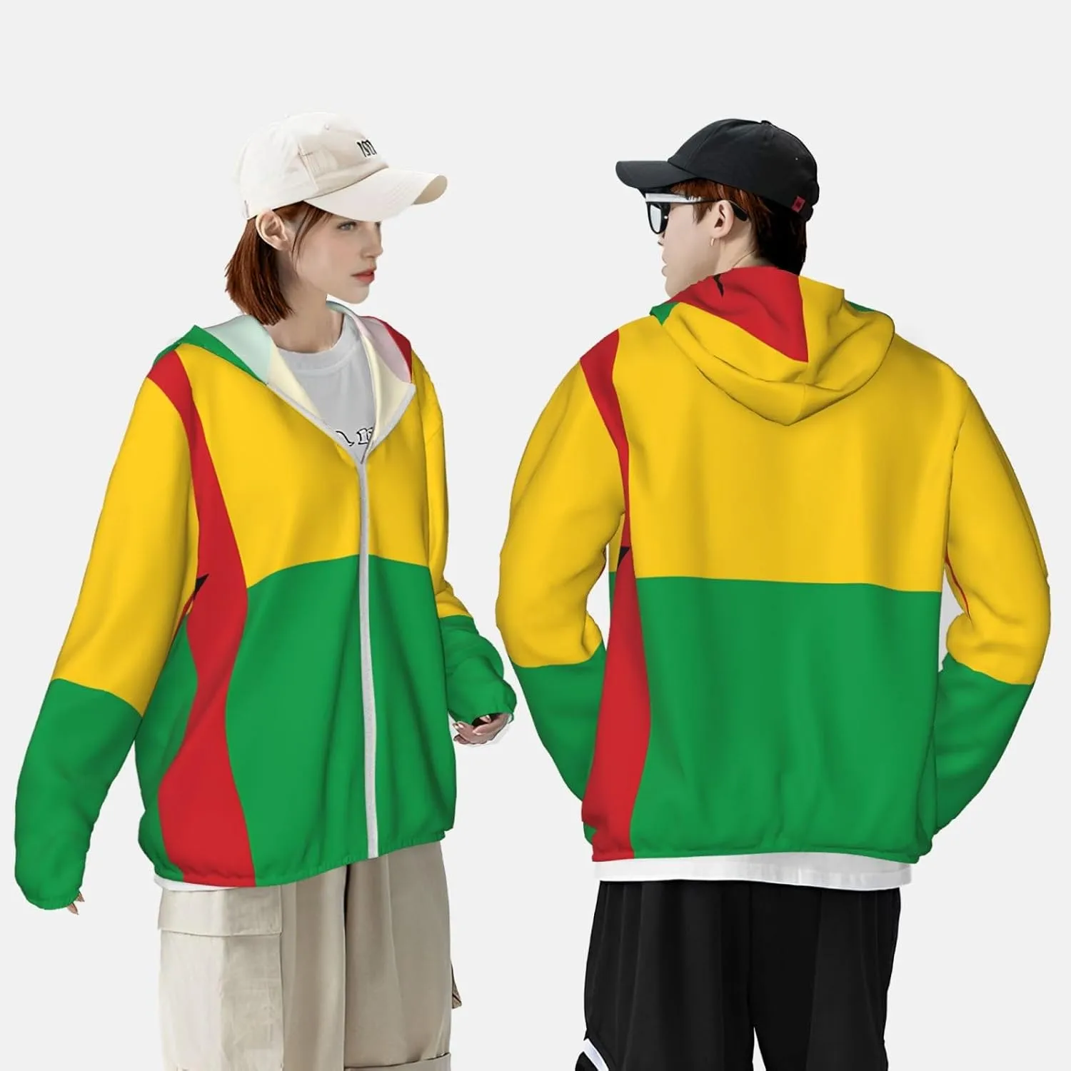 Lightweight UV Protection Sun Jacket, Flag of Guinea-Bissau Print Sportswear Hooded Sunblock Shirt for Outdoor