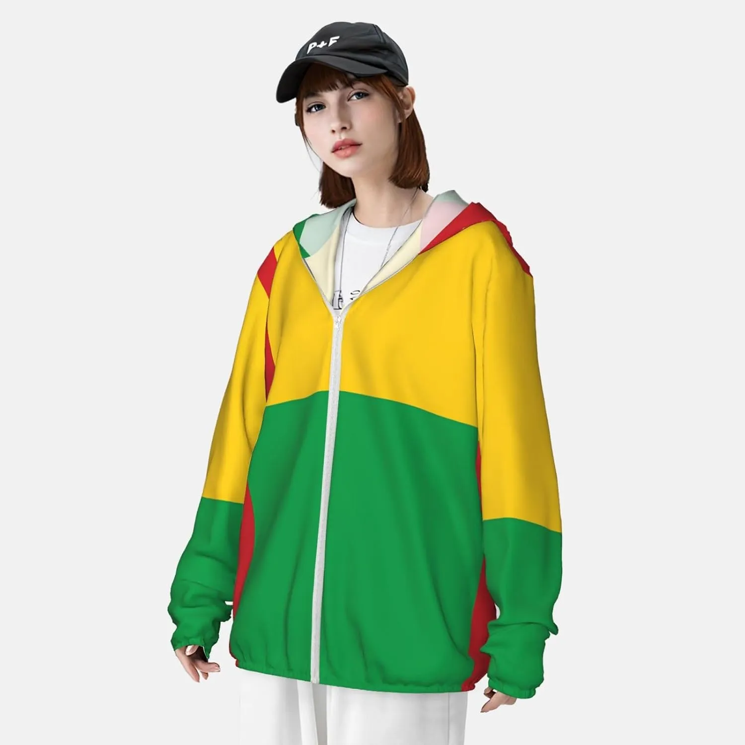 Lightweight UV Protection Sun Jacket, Flag of Guinea-Bissau Print Sportswear Hooded Sunblock Shirt for Outdoor
