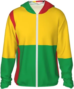 Lightweight UV Protection Sun Jacket, Flag of Guinea-Bissau Print Sportswear Hooded Sunblock Shirt for Outdoor