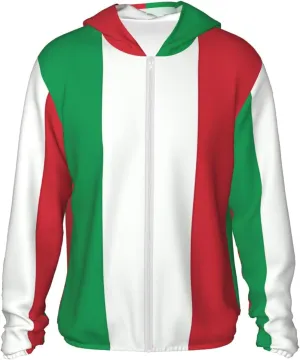 Lightweight UV Protection Sun Jacket, italy flag Print Sportswear Hooded Sunblock Shirt for Outdoor