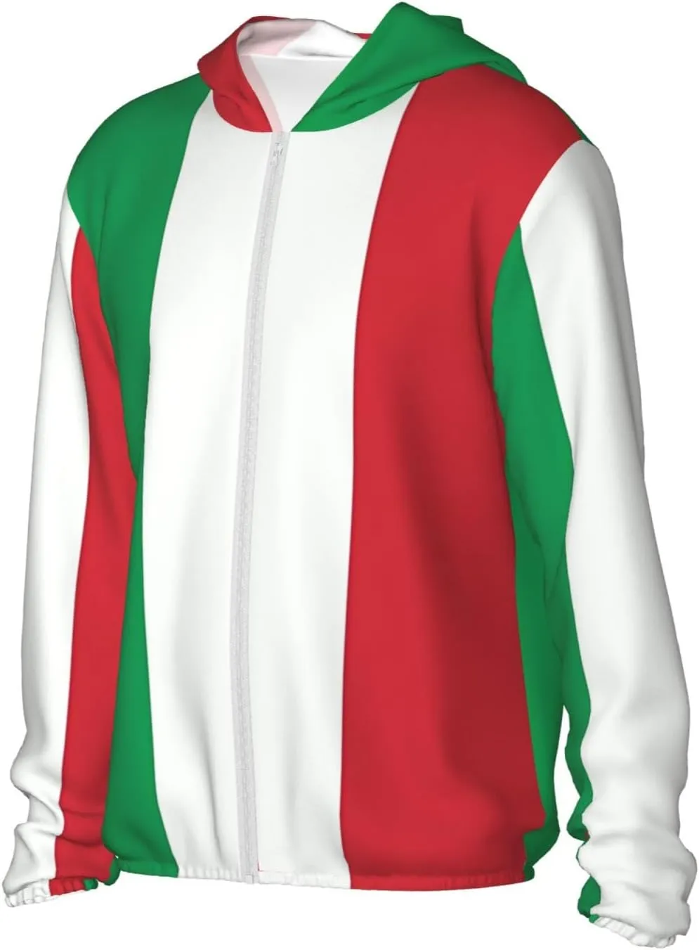 Lightweight UV Protection Sun Jacket, italy flag Print Sportswear Hooded Sunblock Shirt for Outdoor