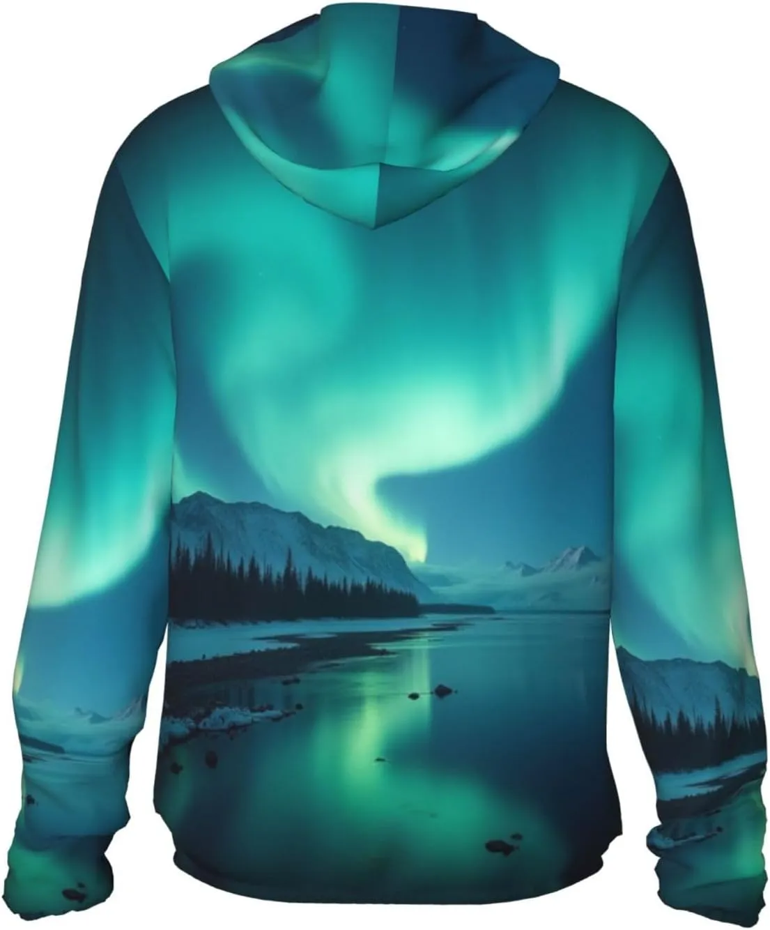 Lightweight UV Protection Sun Jacket, Majestic Aurora Pattern Print Sportswear Hooded Sunblock Shirt for Outdoor