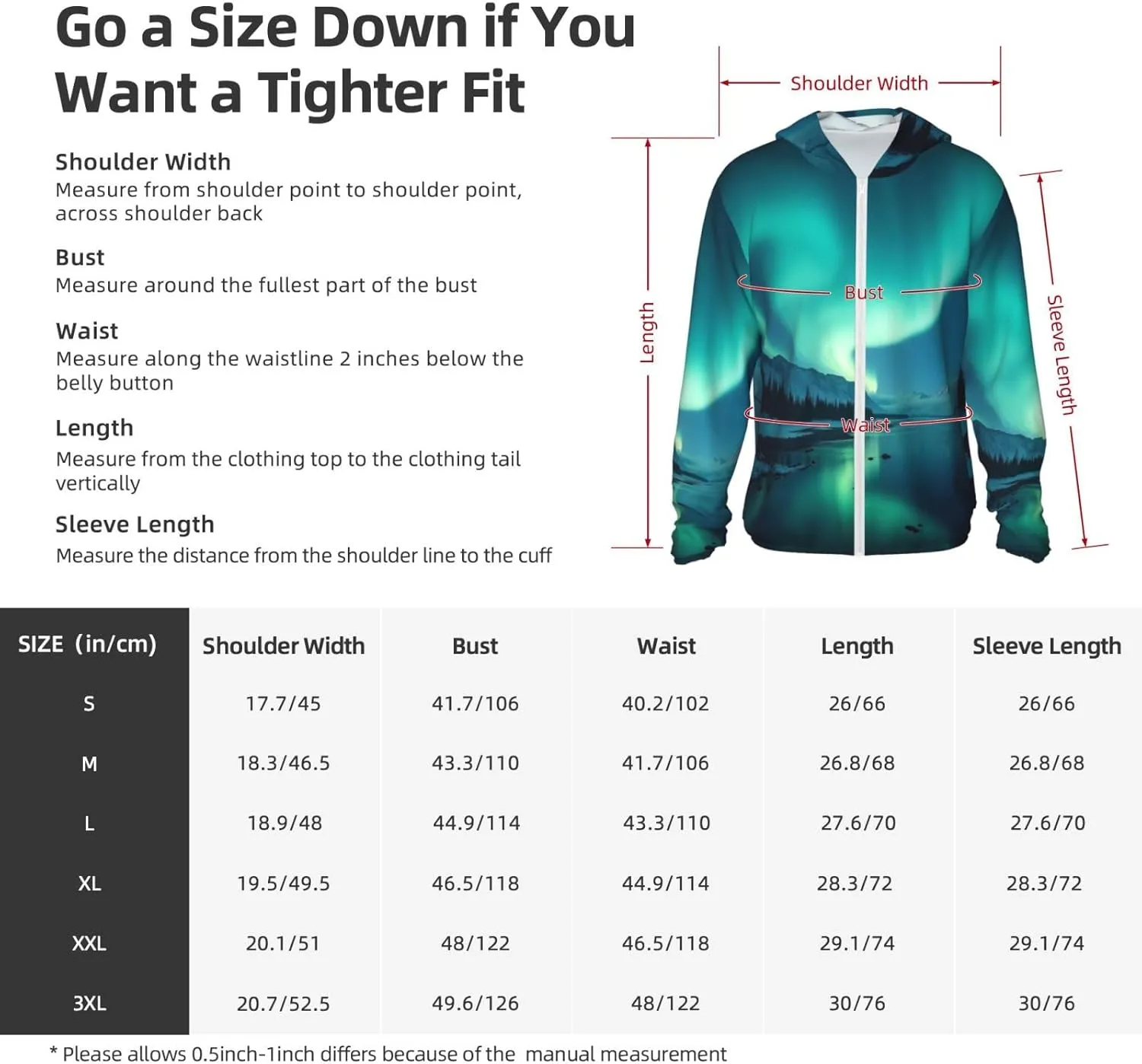 Lightweight UV Protection Sun Jacket, Majestic Aurora Pattern Print Sportswear Hooded Sunblock Shirt for Outdoor